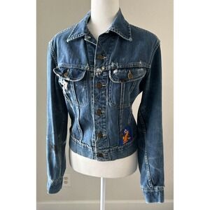 1940/1950s Lee Black Tag Denim Trucker Jacket Military Patch HEAVY Distress‎